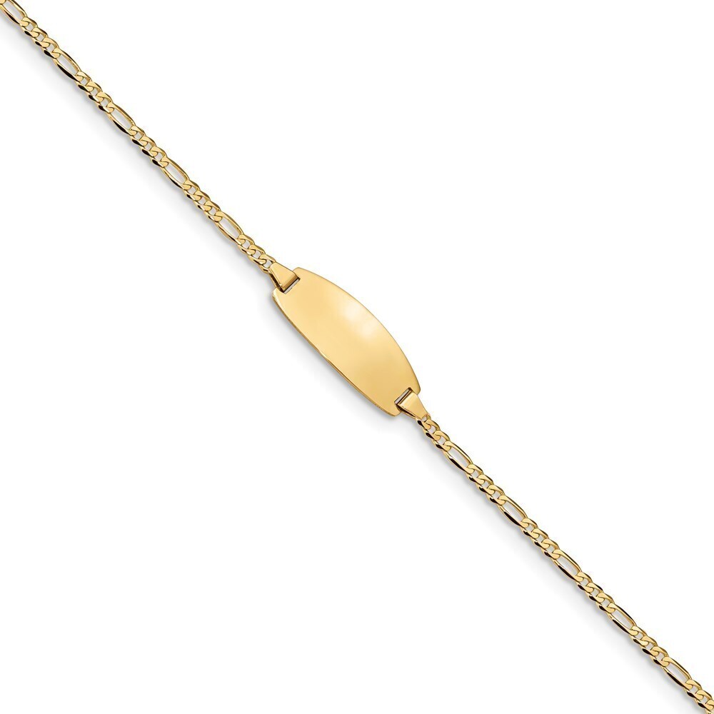 14k Yellow Gold Oval Figaro Id Bracelet